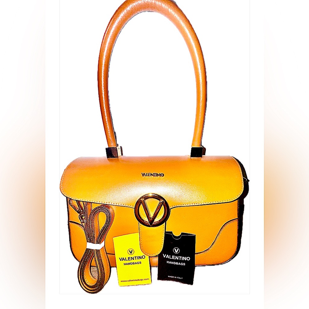 Mario Valentino Gaele Smooth Leather Satchel Bag, Burnt Sienna Color